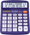 Desktop Calculator 12 Digit with Large LCD Display and Sensitive Button, Solar and Battery Dual Power, Standard Function for Office, Home, School, CD-2786 (Purple)