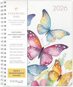 Essential PRO 2026 Daily, Weekly & Monthly Planner, 8.5"x11": 14 Months (Nov 2025 - Dec 2026) Monthly Tabs,Daily Tracking,Notes Pages,Storage Pocket,Bookmark w Sticky Notes (Watercolor Butterflies)