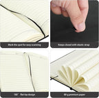 PEDOBALI 35 Pcs Lined Journal Notebooks with Elastic Band, 5.5 x 8.3 Inch Black Executive Notebooks Bulk, Pu Leather A5 Hardcover Notepad for Business Office School