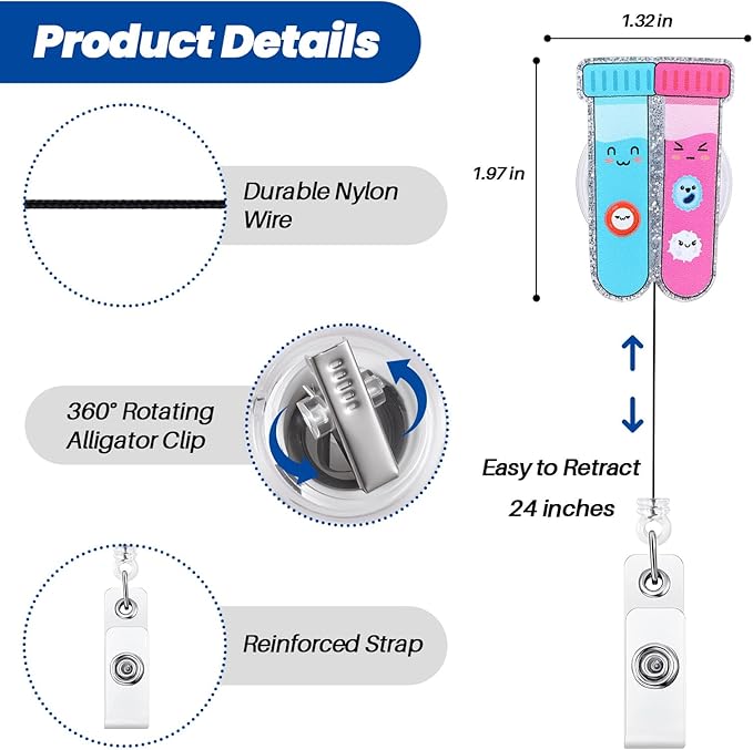 Funny Phlebotomy Badge Reel | Cute Retractable ID Card Phlebotomist Badge Holder | Name Tag Medical Work Badge Clip for Lab Infusion Room RN LPN CNA MA ER Pediatric Urology Doctor | Nurse Gifts