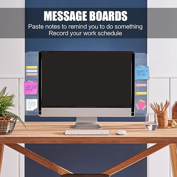 Office Desk Accessories 2pcs Multifunction Computer Monitor Memo Board - Transparent Computer Side Panel Memo Creative Monitor Side Panel Suitable for Office Home Desktop (Notepad Sticky Notes Set)