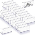 Weysat 250 Pcs Wood Shelf Label Holders Clear Plastic Price Tag 2.4 in L x 1 in H for Bookshelf Shelves, Wood Shelf Sign and Ticket Holder, Clips On to Shelves 3/4" to 1" Thick