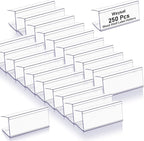 Weysat 250 Pcs Wood Shelf Label Holders Clear Plastic Price Tag 2.4 in L x 1 in H for Bookshelf Shelves, Wood Shelf Sign and Ticket Holder, Clips On to Shelves 3/4" to 1" Thick