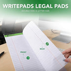 KAISA White Legal Pads Writing Pads Recycled Paper, 8.5"x14" Wide Ruled Lined Paper Perforated 50 sheets Hard Back Notepads Large Legal Pad Writing Tablet For Office Supplies (White 12pads)