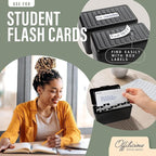 OFFILICIOUS Business Card Organizer 3x5 - Premium Index Card Holder Box for Flashcards, Notecards, Recipes - Recipe Box with Cards & Dividers, Labels, Stickers