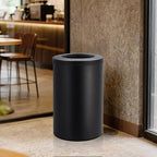 Takywep Stainless Steel Open Top Trash Can, 10.6 Gallon Cylindrical Touch-Free Direct Toss Bin with Soft-Close Lid, Anti-Fingerprint Easy-Clean for Kitchen Office Bathroom (Black)