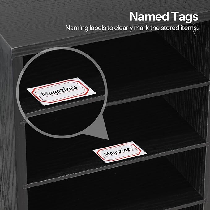 HOOBRO Countertop Mail Sorter, Wooden Literature Organizer, Student Mailbox for Classroom, Desktop Organizer for Office Home School, 12 Compartments Black BK43WF01