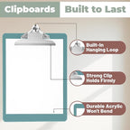 Plastic Clipboards with Butterfly Clip (Set of 6) 12.5 x 9 Inch Plastic Clip Boards Bulk - Clipboards Bulk Classroom Holds 100 Sheets, Acrylic Clipboard - 6 Pack, Boho Colors