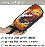 AnySmic Football Pencil Case for Boys and Girls, Sports Large Capacity Pencil Pouch for Kids, Pen Case for Elementary School Child, Polyester with Double Zipper Pen Bag Organizer Gifts for Student