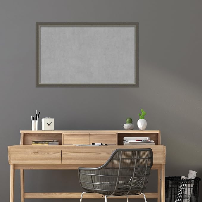 Amanti Art Silver Framed Magnetic Board 27x43 Large Vision Board for use with Magnets, 100% Metal Sheet to Display Items as Office Decor or for Home Organization in mudroom, Kitchen or Kids Room