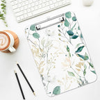 Luminzo Plastic Cute Clipboard Low-Profile Metal Clip, A4 Letter Size 9 x 12.5 in, 8.5 x 11 Paper Clip Board for Teachers, Nurses, Classroom,Fresh Greenery