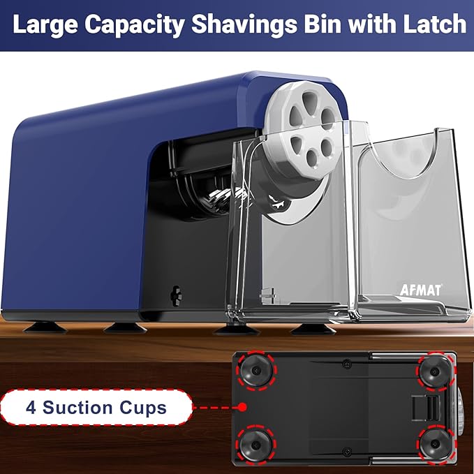 AFMAT 6-Hole Electric Pencil Sharpener, Cordless & Rechargeable, Pencil Sharpener for Classroom, Heavy Duty Pencil Sharpeners for 6-11mm Pencils, Auto Stop, Super Fast, 10,000+ Sharpenings, PSD1