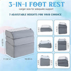 Novabright Foot Rest Under Desk at Work with 3 Adjustable Height, Non-Slip Ergonomic Foot Stool with Gel Top and Warm Pocket for Home Office Car Leg Back Rest(17" X 11" X 17",Cambered,Gray)