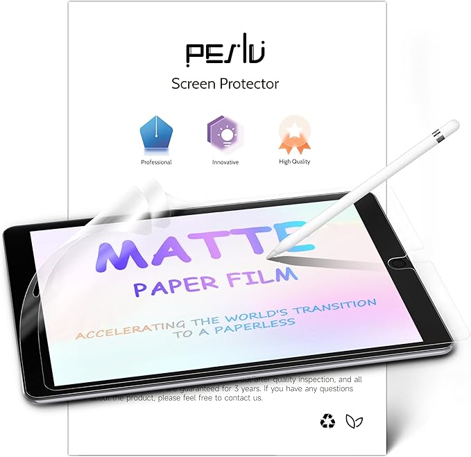 Peslv 2 Pack Like Paper Screen Protector for iPad 9th/8th/7th (10.2-Inch, 2021-2019), Matte Anti Glare PET Film/Blue Light Filter Eye Protection Cover/Drawing & Writing Feel Like on Paper