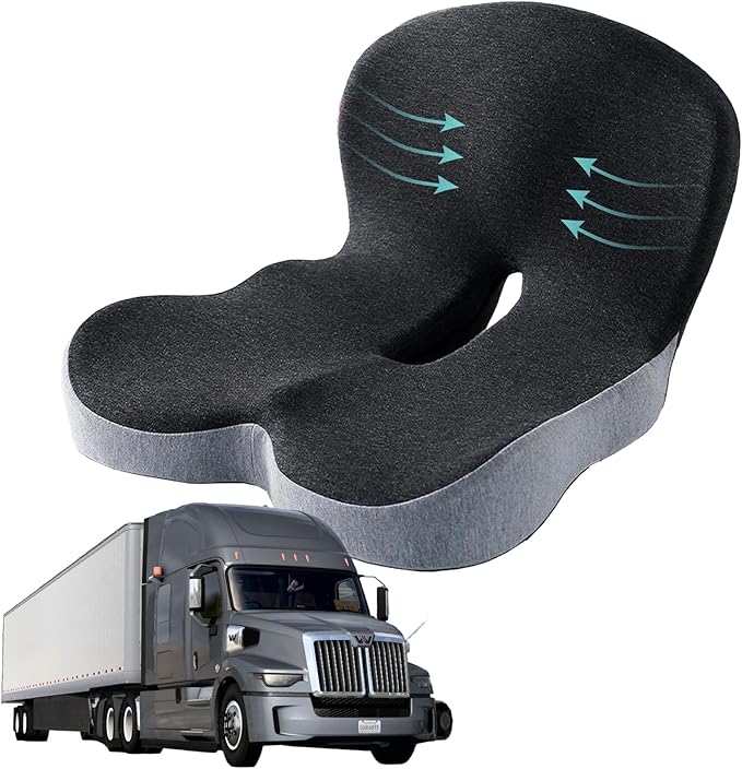 dunlips Memory Foam Seat Cushion for Truck Drivers, Office Chairs Ergonomic Seat Cushion for Back, Tailbone Sciatica Pain Relief, Pressure Relief Pad for Long Sitting, Car Seat Desk Chair Use (Gray)