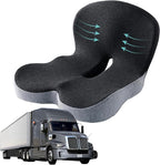 dunlips Memory Foam Seat Cushion for Truck Drivers, Office Chairs Ergonomic Seat Cushion for Back, Tailbone Sciatica Pain Relief, Pressure Relief Pad for Long Sitting, Car Seat Desk Chair Use (Gray)