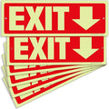iSYFIX Exit Signs with Directional Down Arrow - 6 Pack 12x4 Inch Glow in the Dark for Business, School, Office, Warehouse - Durable 40 Mil Polystyrene, UV Laminated, Waterproof, Scratch & Fade Resistant