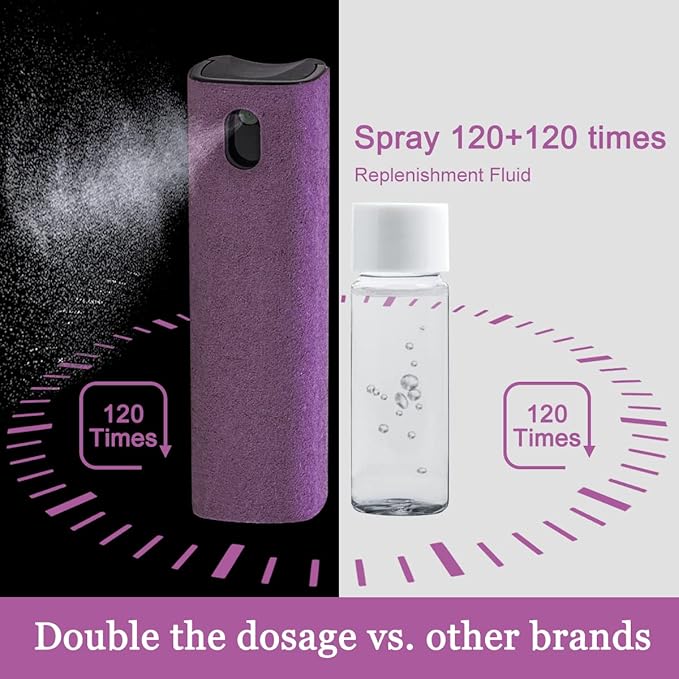 walrfid Screen Cleaner Spray and Wipe, Cleaning Kit for Electronic Smart Phone TV, Laptop, Tablet, PC, Computer Flat Screens, Eyeglasses, Compatible with iPhone iPad MacBook,Purple