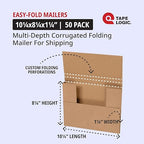 Tape Logic TLM1081K Easy-Fold Mailers, 10 1/4 x 8 1/4 x 1 1/4, Kraft (Pack of 50)