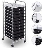 Giantex 10 Drawer Rolling Storage Cart Scrapbook Paper Office School Organizer (Black)