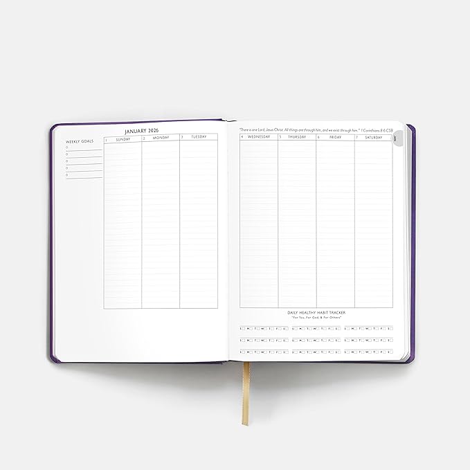 Christian Planner 2026 Daily Planner - Faith Based Monthly and Weekly Planner, Vision Board, and Habit Tracker - 2026 Calendar, Personal Organizer and Devotional Journal (Sprial, Cherry)