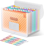 ThinkTex Accordion File Organizer, 12 - Pocket Expanding File Folders for Paper Receipts, Bills&Taxes Organizer, Letter/A4 Size Document Holder for School, Office, Home with Colorful tabs-Orange