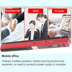 Ymiko A4 Document Scanner Portable High Resolution 900 DPI Multifunctional Handheld Image Scanner for Home Office Banking Library (Red)
