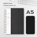 Spiral Notebook-5.75" x 8.125" College Ruled Journal with Inner Pockets and 160 Pages,PU Leather Cover Business Journal, Twin-Wire Binding Notebook Perfect for Office & Home School Supplies 3 pack Black