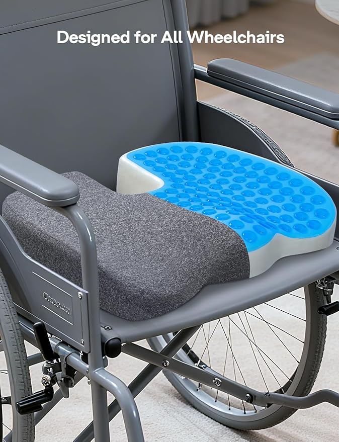 Medisana Gel Wheelchair Cushions for Pain Relief, GC 200G Seat Cushion for Tailbone, Sciatica, Back & Hip Support, Ergonomic Office Chair Cushion for Office, Car Seat & Wheelchair (Grey-22×16"×3")