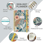 2026-2027 Planner - 18 Months Weekly & Monthly Planner from January 2026 - June 2027, Spiral Notebook 2026-2027 with Elastic Closure, Inner Pocket, Medium 5.8" x 8.3", Flower-A