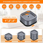 shouwuhho 12 Pack Furniture Risers Adjustable Bed Risers Heavy Duty Lifts Height 1", Square Stackable Bed Risers 1, 2 or 3 Inch for Desk Leg Table Couch Sofa Chair Bed Frame Legs Dorm, Gray