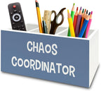 XPH Chaos Coordinator Blue Pen Pencil Holder Organizer for Desk, Thank You Gifts for Women Men Coworkers Boss Leader Manager, Appreciation Gifts Wooden Box Sign for Office Tabletop Decorations