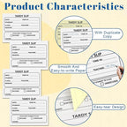 2 Pack 800 Pcs Tardy Slip Book with Carbonless Duplicates Easy Removal Fold and Tear with 3.9 * 2.8inch (Tardy Slips) 2 Part Form Register Book for Student Late Arrival School Supplies Teacher