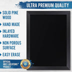 HBCY Creations 18" x 24" Rustic Black Solid Wood Frame Wall Chalkboard, Magnetic Surface, Home Décor, Restaurant & Café Menus, Blackboard, Includes Chalk, Eraser & Hanging Hardware