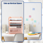 EASEPRES Desk File Organizer Mesh 6-Tier, Hanging Wall Mount Document Organization Stand, Desktop Vertical Mail Paper Folder Holder Rack with Bottom Tray for Office Home Cubicle Countertop, Rose Gold