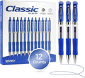 Lekreo Classic Retractable Gel Roller Pens, 0.7mm Fine Point, Blue Ink (Blue Ink - 12 Packs)