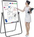 Dry Erase Board with Stand, Double Sided Magnetic Whiteboard, 24 x 36 Portable Height Adjustable White Board with Aluminium Frame