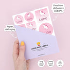 Large Name Labels for Kids (33) - Custom Stickers for Daycare and School Supplies - Durable, Waterproof Stickers for Water Bottles, Lunch Boxes, and More with Unique Designs - Unicorn