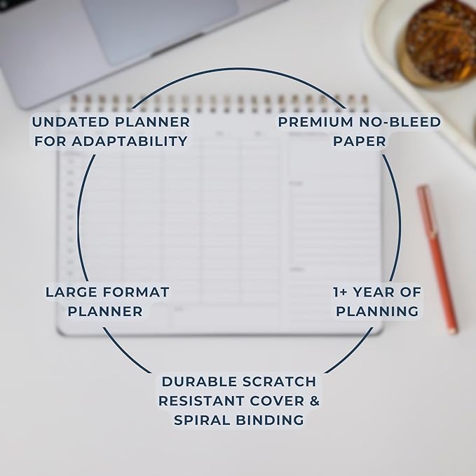 Merely Home Undated Weekly Schedule | Business Planner | 8.25” x 11.75” ADHD Organizer | Premium Multi-Layout Schedule | Pink | Landscape Layout