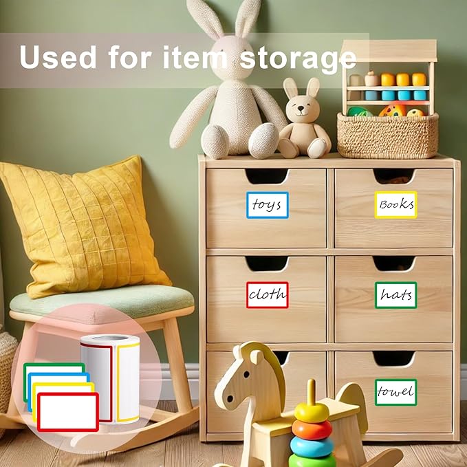 300 PCS Name Tag Stickers - 3.5'' x 2.2'' 4 Colors, Self-Adhesive Sticker Name Tags for School, Office, Home, Party, Meeting