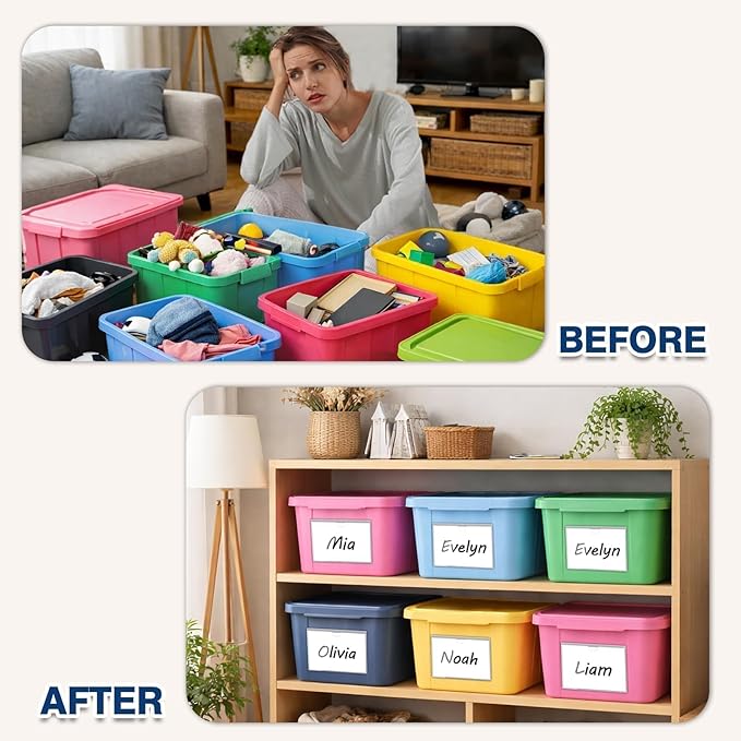 H4D 48 Pack Labels for Storage Bins, 4" x 6" Plastic Clear Adhesive Index Card Holders, Tote Label Pockets for Organizing Storage, Library Card, Shelves