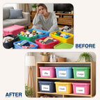H4D 48 Pack Labels for Storage Bins, 4" x 6" Plastic Clear Adhesive Index Card Holders, Tote Label Pockets for Organizing Storage, Library Card, Shelves