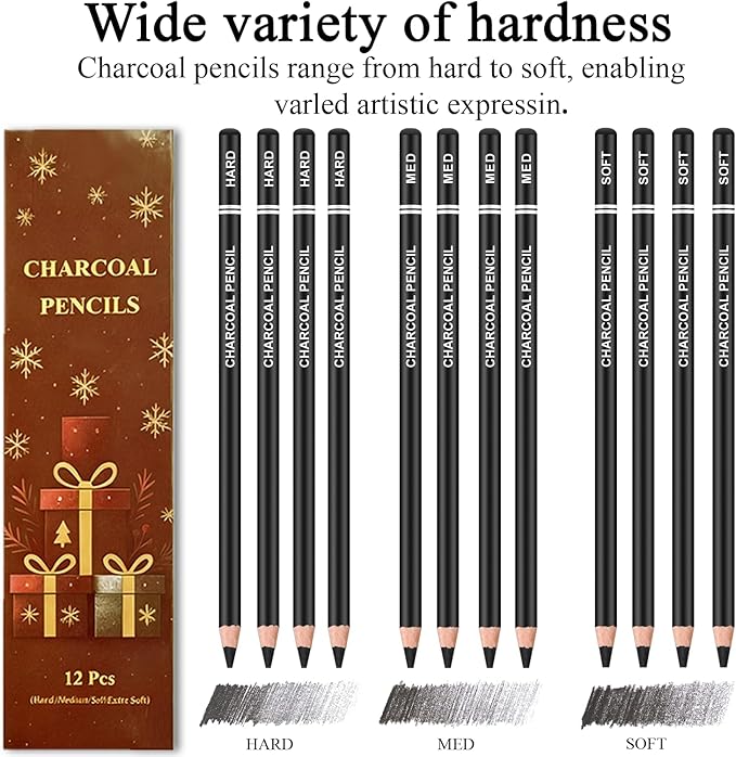 Fuxi Art Supplies for Teens 14-16 Girls, Professional Sketch Book and Pencils Set, Gifts for Sketch Artists with Stocking Stuffers.