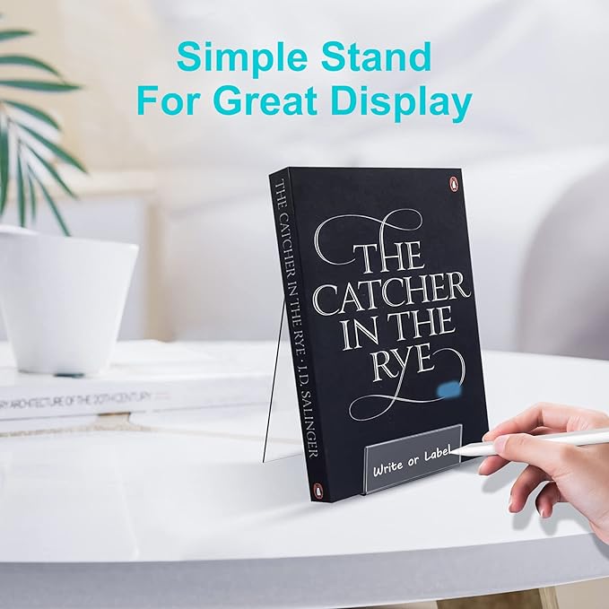 Boloyo Acrylic Book Stand with Ledge,6PC 4 Inch Clear Acrylic Display Easel Transparent Display Stand Holder Tablet Holder for Displaying Books,Magazine,Plate,Pictures,Artworks, CDs