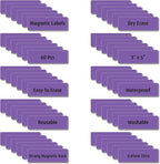Magnetic Dry Erase Magnets Labels 3x1 inches, Reusable Name Tags, Organizing Schedules in Office/Classroom. Work on Fridge/White Board (Purple 60Pcs)
