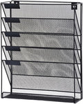 Vankcp 1 Pcs 6-Tier Magnetic File Holder, No Drilling Magnetic File Organizer, Black Large Capacity Wall File Holder for File Cabinets, Office, Whiteboard, Magnetic Mail Holder