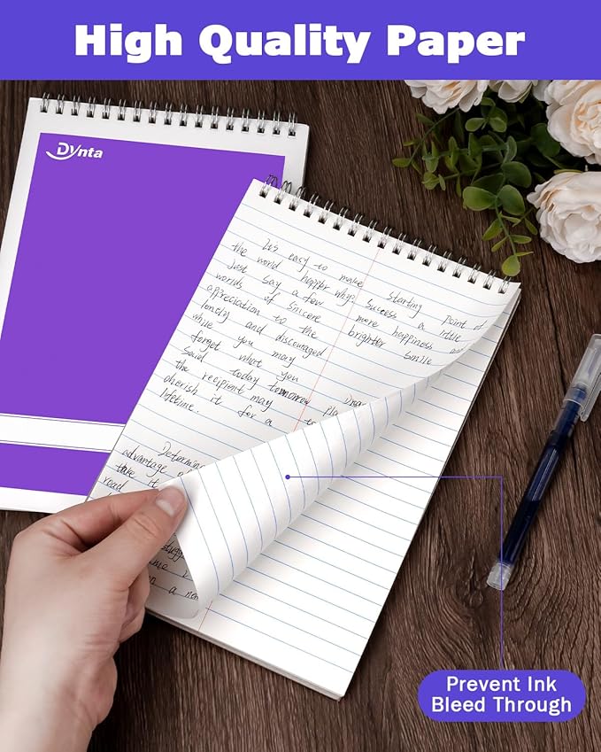Dynta Steno Pads Spiral 6x9 12 Pack Gregg Rule Notebooks 6 Assorted Covers 60 Sheets White Paper, Writing Note Pads for Note-taking in School Office Home College University Work Travel