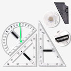 Magnetic Geometry Tool, Protractor, Triangle Rulers Easy Attachment Blackboard Measurement Kit, Teacher Board Protractor Multi-Purpose Kit Large (Transparent-3pc)