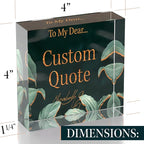 Personalized Gifts, Custom Quote Block Letter Board,Crystal-Clear Acrylic with Gift Box,17 Styles, Holiday and Christmas Gift for Mom, Dad, Girlfriend, Him or Her, Husband, Wife (4"x4, Botanical Lux)