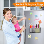 Ameceres Magnetic Pencil Holder - Extra Strong Magnets Mesh Marker Holder Perfect for Whiteboard, Refrigerator and Locker Accessories (2 Baskets, 1 Pack Black)